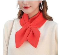 Écharpe tricotée à col croisé pour femme, écharpe en tricot avec nœud papillon, écharpe courte pour femme, petite écharpe carrée en tricot, Rouge, taille unique
