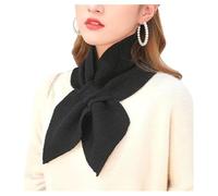 Écharpe tricotée à col croisé pour femme, écharpe en tricot avec nœud papillon, écharpe courte pour femme, petite écharpe carrée en tricot, Noir , taille unique