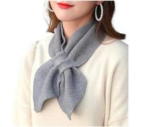 Écharpe tricotée à col croisé pour femme, écharpe en tricot avec nœud papillon, écharpe courte pour femme, petite écharpe carrée en tricot, gris, taille unique