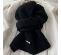 Écharpe tricotée en laine d'alpaga conçue pour l'hiver avec une couverture extra longue à complète du cou et un look épuré et tendance (noir)