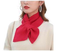 Écharpe tricotée femme avec col croisé, boucle tricotée, à la mode, courte, petit foulard carré, rouge bordeaux, taille unique