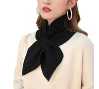 Écharpe Tricotée pour Femme avec col Croisé, écharpe à Nœud Croisé, écharpe en Mousseline, écharpe d'hiver pour Femme, Protège-cou Croisé et Bavoir, écharpe en Soie à la Mode, Hiver (Noir)