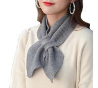 Écharpe Tricotée pour Femme avec col Croisé, écharpe à Nœud Croisé, écharpe en Mousseline, écharpe d'hiver pour Femme, Protège-cou Croisé et Bavoir, écharpe en Soie à la Mode, Hiver (Gris)