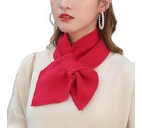 Écharpe Tricotée pour Femme avec col Croisé, écharpe à Nœud Croisé, écharpe en Mousseline, écharpe d'hiver pour Femme, Protège-cou Croisé et Bavoir, écharpe en Soie à la Mode, Hiver (Rouge)