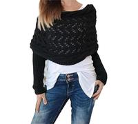 Écharpe Tricotée pour Femme avec Manches, Châle Chaud et Confortable pour l'Automne et l'Hiver (Noir)