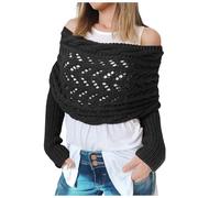 ÉCharpe TricotéE pour Femme Enveloppement CâBle Tricoté ÉCharpe Chaud ÉLéGant Foulard en Automne/Hiver Cape ChâLe en Laine Crochet avec Manches ÉCharpe Confortable pour Automne Hiver