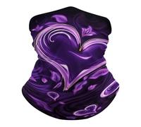 Écharpe Tube Amour Violet Multi-Usage Écharpe Demi-Visage Ultra-Douce Cache-Col pour Yoga Jogging 26X30cm
