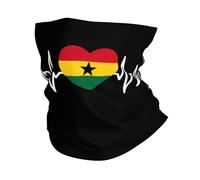 Écharpe Tube Battements De Cœur Ghanéens J'aime Le Ghana Drapeau en Forme De Cœur Élastique Bande De Cheveux Ultra-Douce Balaclava pour Sports Moto Vélo