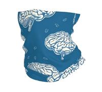 Écharpe Tube Cerveaux dessinés à la Main Blanc Bleu étanche à la poussière Écharpe Demi-Visage Multi-Usage Cache-Cou pour Course à Pied Sports 26X30cm