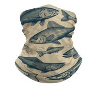Écharpe Tube Différents Poissons Vintage Multi-Usage Bandeau Magique Respirant Echarpe Gaiter pour Sports Extérieur 26X30cm
