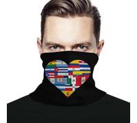 Écharpe Tube Drapeau du cœur du Monde Imprimé Décoration faciale Respirant Cache-Col pour Extérieur Cyclisme 26X30cm
