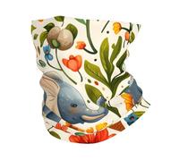 Écharpe Tube Éléphant De Dessin Animé Fleurs Respirant Décoration Faciale Unisexe Bandana pour Randonnée Extérieur Moto