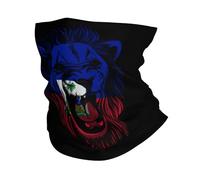 Écharpe Tube Lion Rugissant en Colère Et Drapeau Haïtien Élastique Décoration Faciale Étanche À La Poussière Bande De Cheveux pour Randonnée Course À Pied Femme