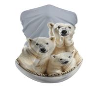 Écharpe Tube Ours Blanc et Son Ourson Anti-UV Chapeaux Demi-Visage Anti-Solaire Echarpe Gaiter pour Jogging Ski 26X30cm