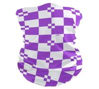 Écharpe Tube Plaid Buffalo Blanc Violet Séchage Rapide Décoration faciale Ultra-Douce Echarpe Gaiter pour Yoga Sports 26X30cm