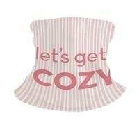 Écharpe Tube Texte Let's Get Cozy sur White Pink Stripes Bande De Cheveux Élastique Ultra-Douce Tube Bandeaux pour Extérieur Sports Moto 25X50Cm