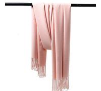 Écharpe unisexe couleur unie toucher cachemire étole châle avec pompons, rose bébé, taille unique