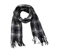 Écharpe unisexe tricotée pour l'hiver et l'automne populaire des années 2000 à franges longues pour femmes filles usage quotidien écharpe à carreaux, Noir , taille unique