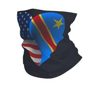 Écharpe USA Democratic Republic of Congo Friendship Flag Heart White Cache Cou Multifonction Couvre-Chef Anti-UV Balaclava pour Cyclisme Randonnée Jogging 25X50CM