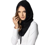 Écharpe Vivisence Bonnet à capuche Cagoule pour femme Combinaison d'un bonnet élégant et d'une boucle d'écharpe Cordon de serrage réglable en fil doux et chaud Hiver automne 7097, noir, taille unique