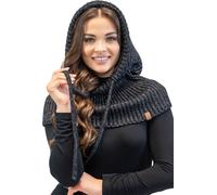 Écharpe Vivisence Bonnet à capuche Écharpe pour femmes Combinaison d'un bonnet élégant et d'une écharpe à boucles avec cagoule Cordon de serrage réglable en Laine douce et coton Hiver, noir, taille un