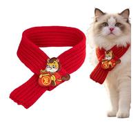 Écharpe « Year of the Horse » pour chien | Décoration tricotée à la main rouge chinoise | Écharpe de Nouvel An pour animal de compagnie - Pour festival d'hiver, vacances, jardin, photo, intérieur ou