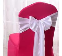 Écharpes de Chaise en Satin (Lot de 10/50), nœuds en Ruban réglables for décoration de Mariage/Anniversaire/Banquet (Ceintures de sécurité et Utilisation Lors de fêtes d'hôtel)(Wit,50pcs)