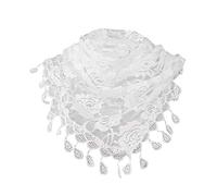 Écharpes en soie pour femme - Motif floral rose - Châle - Pompons en dentelle creuse - Écharpe mignonne, blanc, taille unique