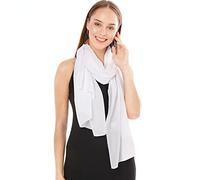 Echarpes Et Foulards Mousseline De Femme - Châle Écharpe Femme Blanc - Chale Echarpe Et Foulard Élégante Chiffon - Châle Hiver Facile d'Entretien - Grande Longue Etole Mariage Chaude (Blanc)