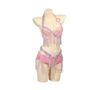 Écharpes Hanche Danse Ventre,Foulard Danse Ventre Stage & Dance Wear Femmes de Danse Perfin Perlé Bra et Ceinture Bellydance Costume 2pcs Strass Costume for la Danse du Ventre(Pink,2)