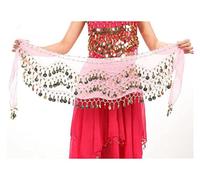 Écharpes Hanche Danse Ventre,Foulard Danse Ventre Ventre Dance Tone Tone Coins Taille Chaîne Wrap Lady Femmes Danse Porter HIP Echarpe Accessoires 3 Rangez une jupe à courroie avec BoblyDance d'or(Pin