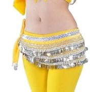 Écharpes Hanche Danse Ventre,Foulard Danse Ventre Ventre de danse HIP Echarpe Venche Dancing Costume de monnaie Costume de monnaie avec des pièces de monnaie en argent Multi-rangée Performance(Green)