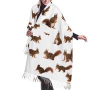 Écharpes imprimées d'écureuils mignons pour femmes Noël automne hiver écharpes pashmina châles et châles pour toutes les saisons cadeau