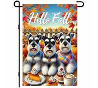 Écharpes Three Dogs Bonjour L'Automne Bannière Cour 30X45Cm Drapeaux Suspendre Décoratif Drapeaux De Jardin Pour Chambres Dortoirs Intérieure