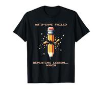 Échec de l'enregistrement automatique : répétition de la leçon - Pixel Art Retro Teacher T-Shirt