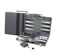 echec échecs Jeu Grand Jeu de Backgammon for Adultes et Enfants. Jeu de société Classique for 2 Joueurs. Étui en Cuir PU de qualité. Voyage(Grey,15inch)