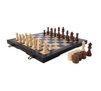 echec échecs Jeu Jeu d'échecs et de Dames magnétique en Bois 2 en 1, Coffret Cadeau, pièces de Jeu et emplacements de Rangement Voyage