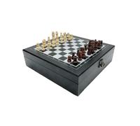 Echecs Coffret Pliable 4 en 1 : Jeu d'échecs Portable, Jeu de société de Voyage, Jeu de Poker et dés. Idéal for Les fêtes, Le Bureau et Les Cadeaux de Nouvel an. magnétique(Svart)