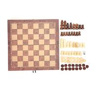 Échecs, Dames et Gobang 3 en 1 - Plateau d’échecs Pliable, Jeu de Voyage en Bois avec Trois Jeux Classiques, Jeu de société interactif Portable pour la Famille, Les Enfants et Les (M)