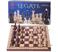 Echecs en Bois Legate + 2 x Extra Dames - Emballage Cadeau - Échiquier - 48 x 48 cm et Pièces d'échecs Nobles en Bois