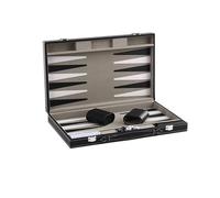 échecs Jeu de Backgammon for Adultes, Plateau de Jeu Classique de 38 cm en Cuir PU Noir, for 2 Joueurs. magnetique