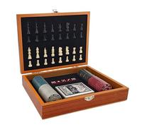 Échecs Jeu d'échecs Multifonctionnel en Bois for Les Voyages, Comprenant des Cartes à Jouer, des jetons et Un Ensemble de pions. Convient aux Enfants et aux Adultes. Jeux de société(Color2)