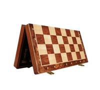 échecs Jeu d'échecs Pliable en Bois de 38 cm avec Rangement, échiquier Portable de Taille Tournoi for Adultes, Cadeau de Voyage magnetique