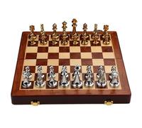 échecs Jeu d'échecs rétro en métal avec échiquier Pliable en Bois et pièces Standard Classiques Faites à la Main en métal for Enfants et Adultes magnetique