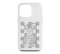 Échecs Joueur Rook Construction Construction Défense Checkerboard Coque pour iPhone 13 Pro