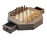 Echecs Octagon Chess Set with 2-Drawer Portable Wooden Chessman for Family Board Games Kid Adults Gifts échecs
