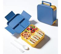 Echehi 1200ml Boîte-repas Bento, Conteneur Repas avec Compartiments, avec Couverts et Poignée, Passable au Micro-ondes et Lave-vaisselle, pour Adultes, Enfants, Bureau, École, Pique-nique. Bleu