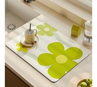 Echehi 2 pièces Tapis Egouttoir Vaisselle, 40 x 30 cm Tapis Egouttoir Vaisselle pour Comptoir de Cuisine, Machine à Café. Fleurs