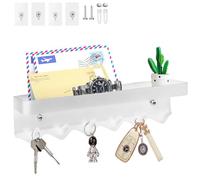 Echehi à 6 Crochets Porte Clé Mural, Auto-Adhésif ou Perçage Installation 2 Façons Porte Cléf Mural Adapté à L'entrée(Blanc)