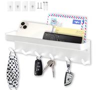 Echehi à 6 Crochets Porte Clé Mural, Multifonctionnel Auto-Adhésif ou Perçage Installation 2 Façons Porte Cléf Mural Adapté à L'entrée, à la Cuisine, au Bureau, à la Salle de Bain et au Salon (Blanc)